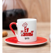 Hediye Dükkanı Kişiye Özel  Ev Hanımı Kırmızı Türk Kahvesi Fincanı