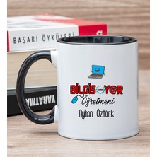 Hediye Dükkanı Kişiye Özel  Bilgisayar Öğretmeni Siyah Kupa Bardak