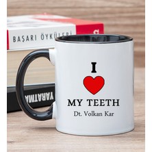 Hediye Dükkanı Kişiye Özel  Dişlerimi Seviyorum Siyah Kupa Bardak