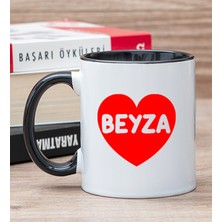 Hediye Dükkanı Kişiye Özel  Isim Yazılı Kırmızı Kalpli Siyah Kupa Bardak