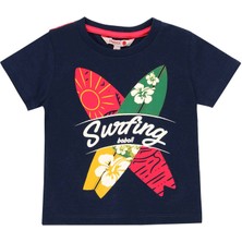 Boboli Erkek Çocuk Sörf Temalı Kısa Kollu Tişört Siyah