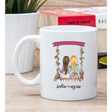 Hediye Dükkanı Kişiye Özel Best Friends Salıncak Tasarım Beyaz Kupa Bardak