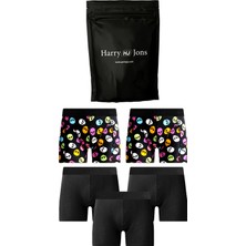 Harry Jons Erkek 5'li Desenli Renkli Pamuklu Premium Hijyenik Paket Boxer