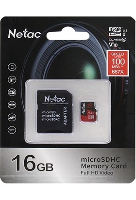 Netac 16GB Microsdhc Hafıza Kartı V10 U1 C10 NT02P500PRO-016G-R