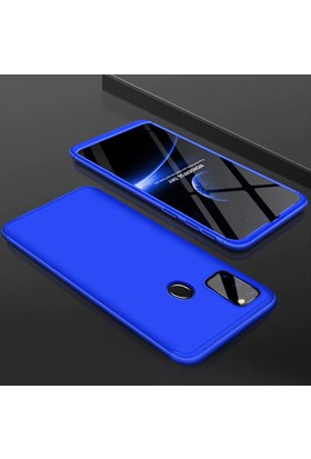 Roaks Aksesuar Samsung Galaxy M21 Kılıf Double Dip Kapak (3 Parça 360 Koruma) Mavi