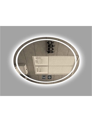Global Led Mirror 55X75 cm Dokunmatik Tuşlu Buğu Çözücü Ledli Elips Banyo Aynası