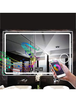 Global Led Mirror 40X55 cm Bluetoothlu Makyaj Aynalı Buğu Yapmayan Ledli Banyo Aynası