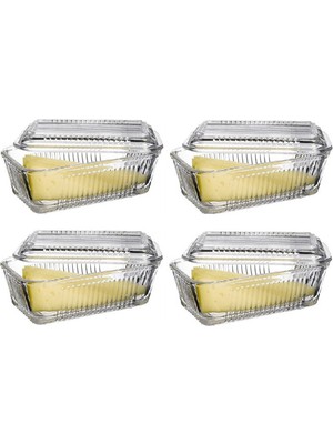 Paşabahçe 97711 Tereyağlık Kapaklı Kahvaltılık 4'lü Saklama Kabı Cam Kapaklı