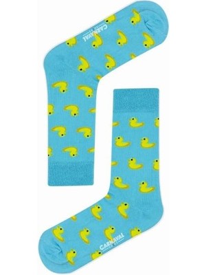 Carnaval Socks Ördek Desenli Açık Mavi Renkli Kadın Çorap %80 Pamuk %17 Likra Özellikli