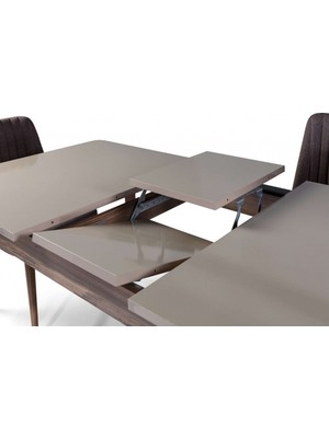 Evistro Ortadan Açılır Salon Yemek Masası 6 Adet Sandalye Takım Cappuccino-Ceviz