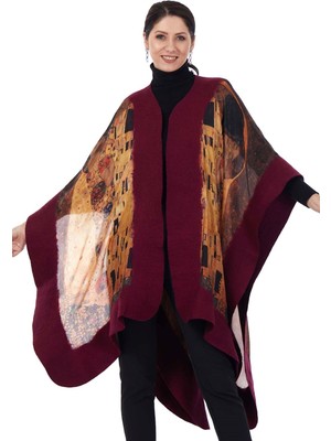 Nomads Felt Yün Ipek Keçe Bordo Panço Gustav Klimt The Kiss