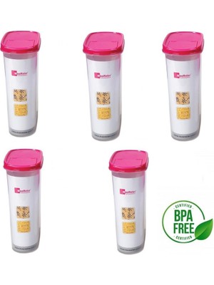Geseus Moonstar Modüler Kapaklı Kuru Gida Saklama Kabı 2,4 Lt x 5 Adet