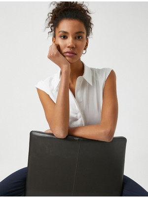 Koton Kadın Kolsuz Pamuklu Gömlek