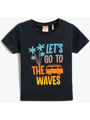 Koton Erkek Bebek Slogan Baskılı Kısa Kollu Tişört Pamuklu