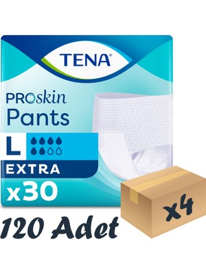 Tena Proskin Pants Extra Emici Külot, Büyük Boy (L), 6 Damla, 30'Lu 4 Paket 120 Adet