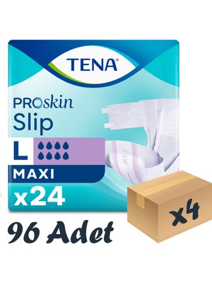 Tena Slip Maxi Bel Bantlı Hasta Bezi, Büyük Boy (L), 8 Damla, 24'Lü 4 Paket 96 Adet