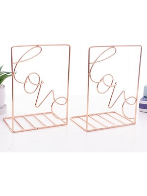 Sanlindou 2 Adet / Çift Yaratıcı Aşk Şekilli Metal Bookends Masası Depolama Tutucu Raf Kitap Organizatör Standı (Yurt Dışından)