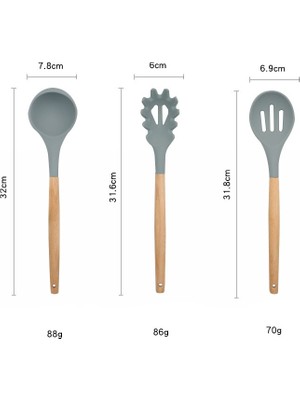 Sanlindou 12 Adet Silikon Pişirme Eşyaları Mutfak Eşyası Set Doğal Ahşap Kolları Yapışmaz Tencere Için Pişirme Araçları | Pişirme Aracı Setleri (Yurt Dışından)