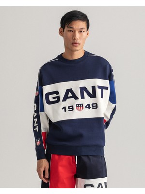 Gant Erkek Lacivert Relaxed Fit Kapüşonlu Logolu Sweatshirt 2026041.433