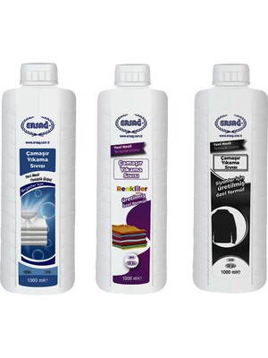 Ersağ Çamaşır Yıkama Sıvısı (Beyazlar + Siyahlar + Renkliler) 1000 ml x 3