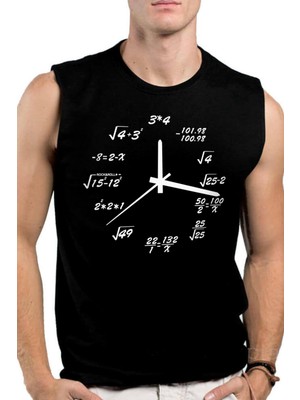 Rock&Roll Saat Kaç Siyah Kesik Kol | Kolsuz Erkek T-Shirt | Atlet 