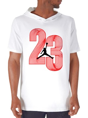 Rock&Roll Yirmi Üç Beyaz Kapşonlu Kısa Kollu Erkek T-Shirt