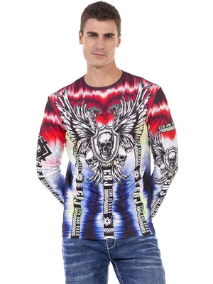 Cipo & Baxx CL484 Renkli Desenli Baskılı Sweatshirt