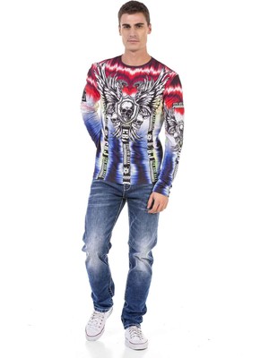 Cipo & Baxx CL484 Renkli Desenli Baskılı Sweatshirt