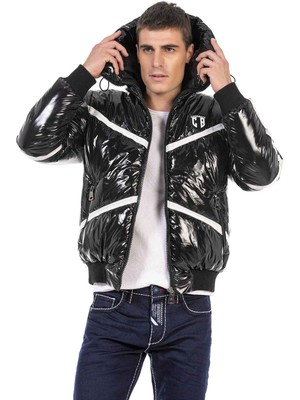 Cipo & Baxx CM192 Parlak Siyah Şişme Mont