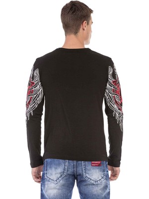 Cipo & Baxx CL477 Baskılı Siyah Sweatshirt