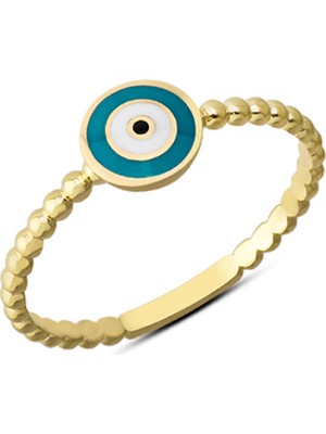 Harem Altın 14 Ayar Altın Mineli Yuvarlak Göz Yüzük