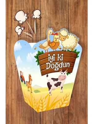 Neşeli Günlerim Çiftlik Konsepti Popcorn Kutusu (Mısır) 8'li