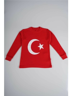 Miniko Kids Atatürk Türk Bayrağı Baskılı Uzun Kol Pamuk Tişört