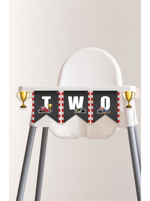 Neşeli Günlerim Yarış Arabası Two Banner *kalın Kağıt