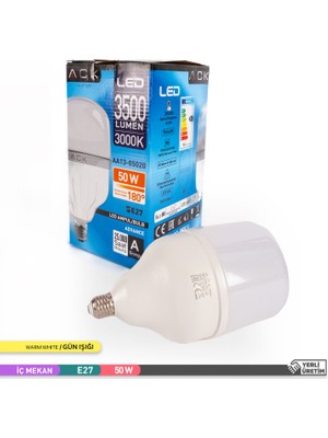 Ack T140 Led Ampul 3000K Gün Işiği 4400Lm 220-240V 50W E27