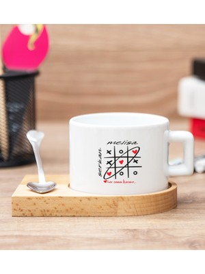 Hediye Dükkanı Kişiye Özel  Aşk Her Zaman Kazanır Ahşap Altlıklı Fincan