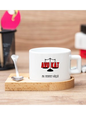 Hediye Dükkanı Kişiye Özel  Avukat Ahşap Altlıklı Fincan