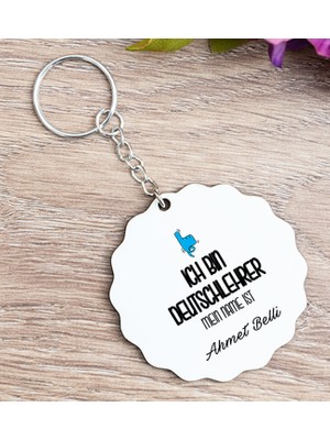 Hediye Dükkanı Kişiye Özel  Erkek Almanca Öğretmeni Ahşap Anahtarlık