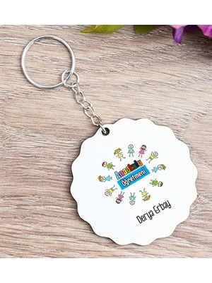 Hediye Dükkanı Kişiye Özel  Anaokulu Öğretmeni Ahşap Anahtarlık