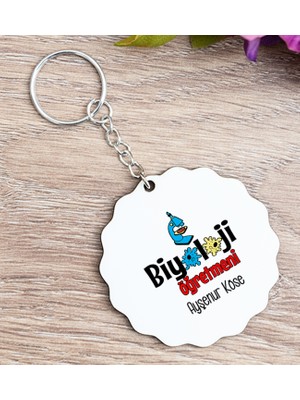 Hediye Dükkanı Kişiye Özel  Biyoloji Öğretmeni Ahşap Anahtarlık