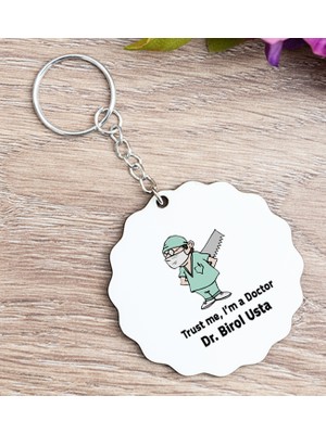Hediye Dükkanı Kişiye Özel  Doktor Esprili Ahşap Anahtarlık