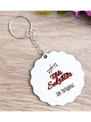 Hediye Dükkanı Kişiye Özel  Tıbbi Sekreter Ahşap Anahtarlık