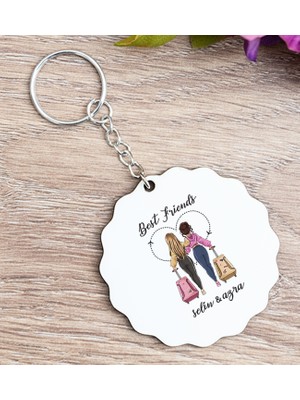 Hediye Dükkanı Kişiye Özel  Best Friends Ahşap Anahtarlık
