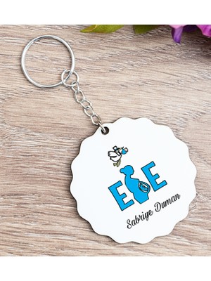 Hediye Dükkanı Kişiye Özel  Ebe Ahşap Anahtarlık