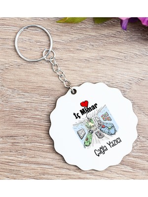 Hediye Dükkanı Kişiye Özel  Iç Mimar Ahşap Anahtarlık