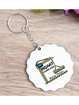 Hediye Dükkanı Kişiye Özel  Inşaat Teknolojisi Öğretmeni Ahşap Anahtarlık