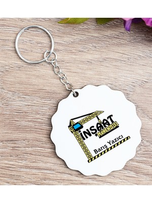 Hediye Dükkanı Kişiye Özel  Inşaat Mühendisi Ahşap Anahtarlık