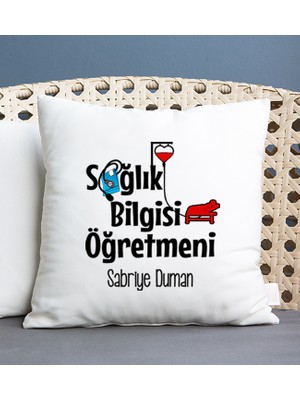 Hediye Dükkanı Kişiye Özel  Sağlık Bilgisi Öğretmeni Kare Yastık