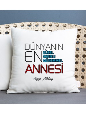 Hediye Dükkanı Kişiye Özel  Dünyanın En Iyi Annesi Kare Yastık