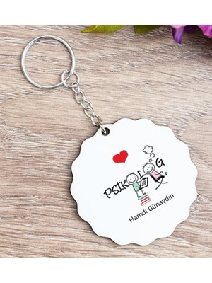 Hediye Dükkanı Kişiye Özel  Psikolog Ahşap Anahtarlık